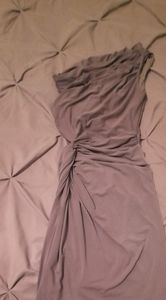 Maggy London gray one shoulder cocktail dress